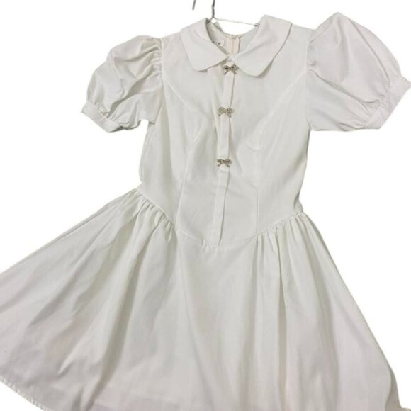 Dresses & Skirts - White Puff Sleeve Peter Pan Collar Mini Dress